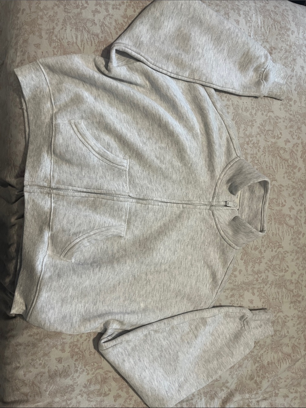 Bluenotes Heather Light Gray Zip Funnel Neck Sweatshirt